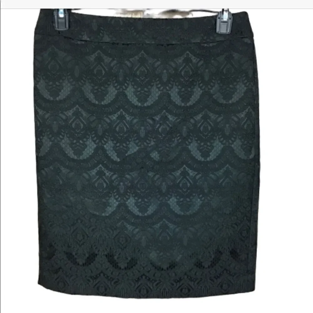 Ann Taylor Women’s Pencil Skirt Black Lace Overlay Lined Back Zipper Size 10